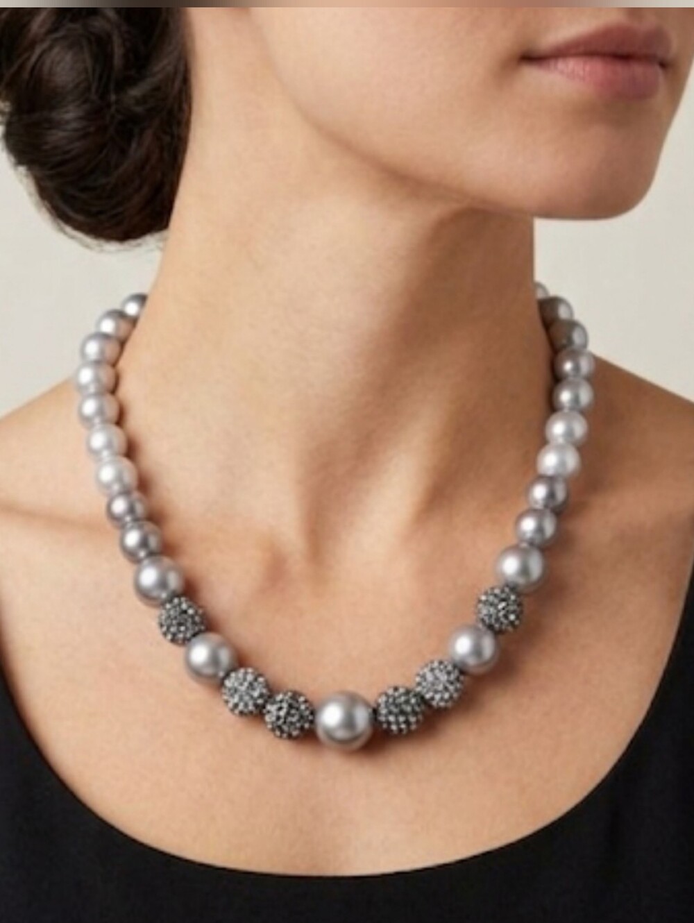 RMN Graduated Pearl Necklace Shades of Gray